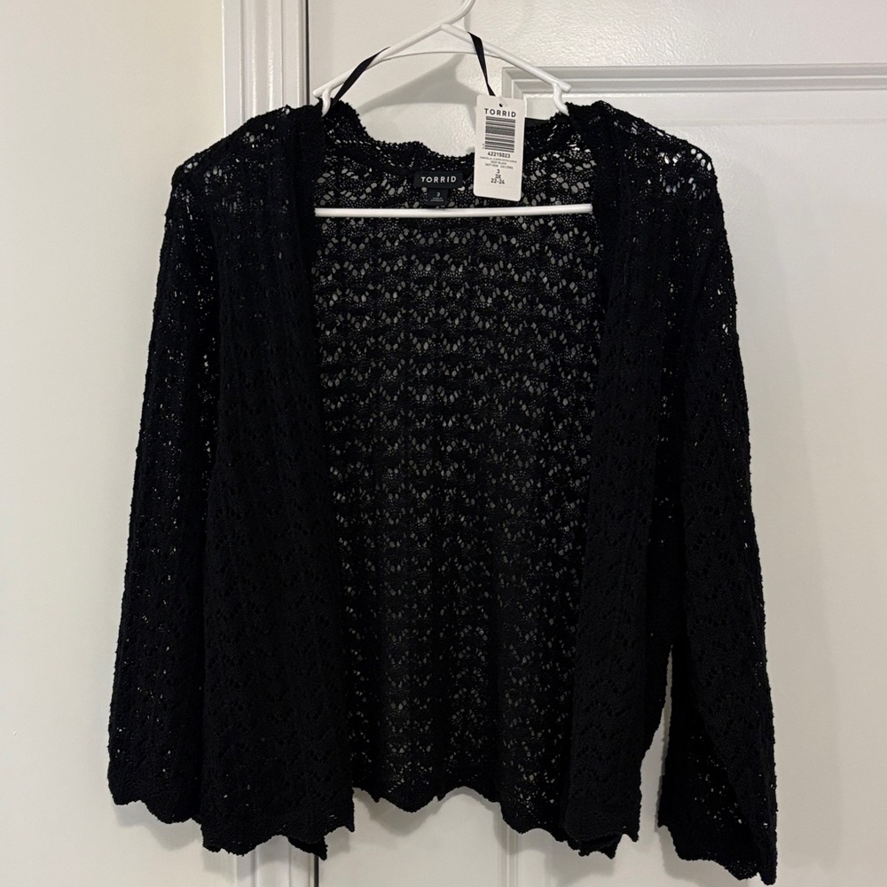 Torrid Women's Black Open-Knit Cardigan